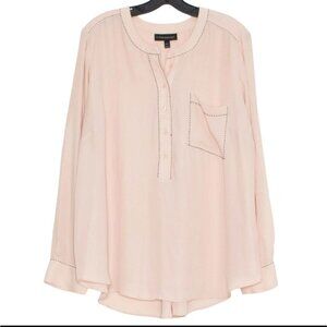 Lane Bryant Womens Blush Pink Blouse Size 22/24 Button-Front Long Sleeve